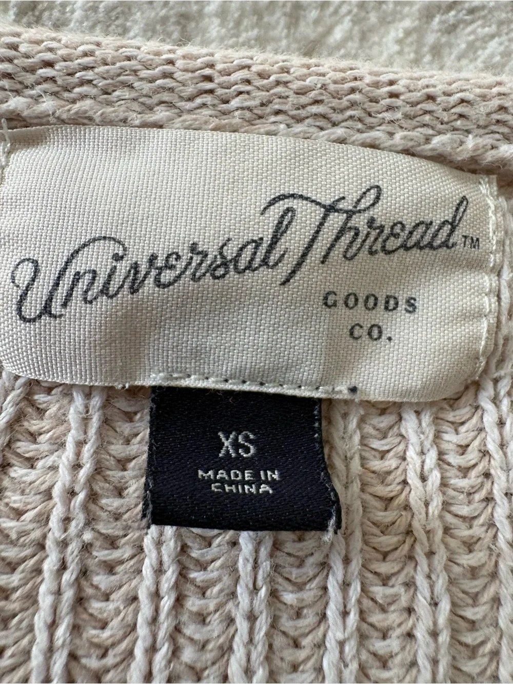 Universal Thread Cream Ribbed Open-Front Cardigan